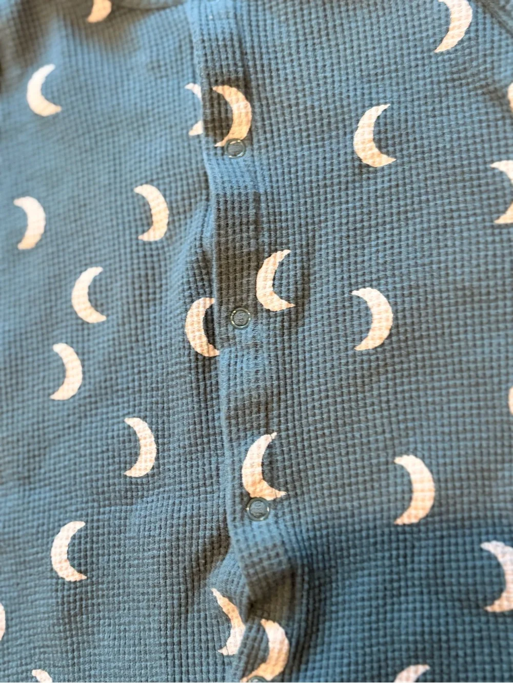 Spearmint Love 12-18 months Teal Waffle Knit Sleeveless Romper with Moon Motif
